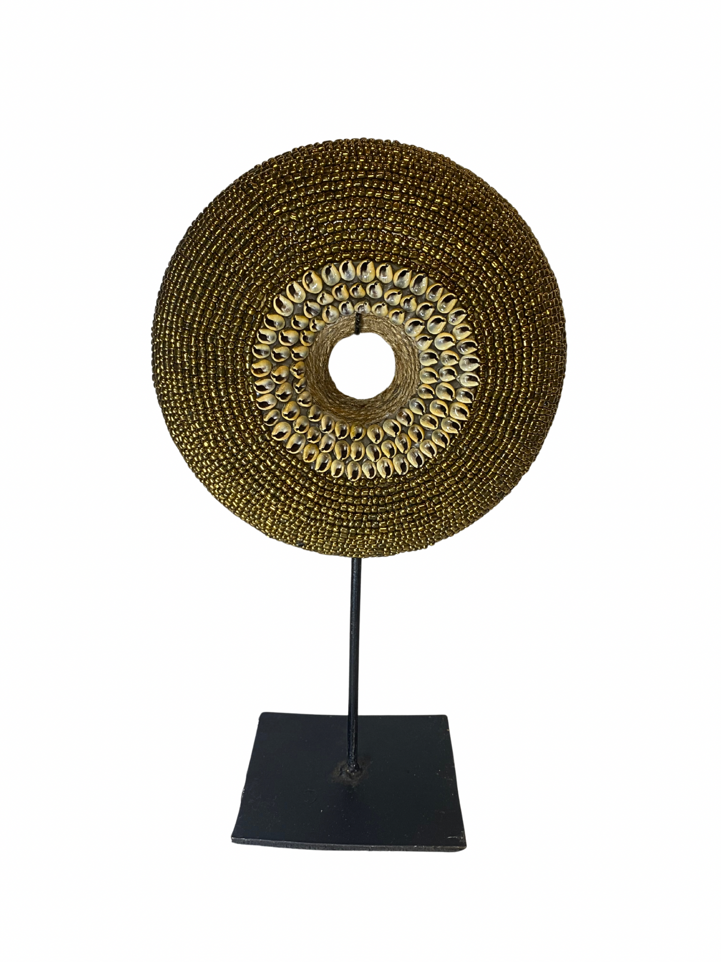 Beads gold shell donut on stand
