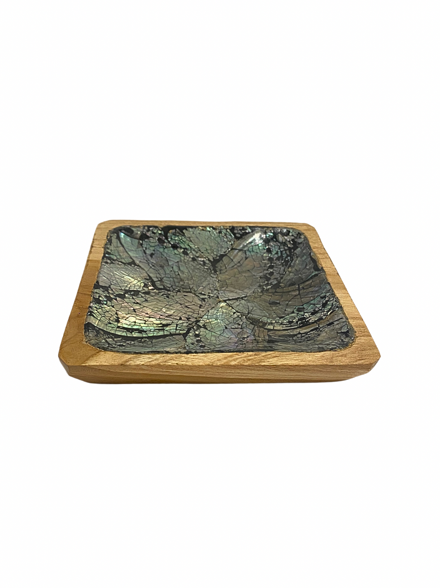 Shell plate square wooden - 13cm