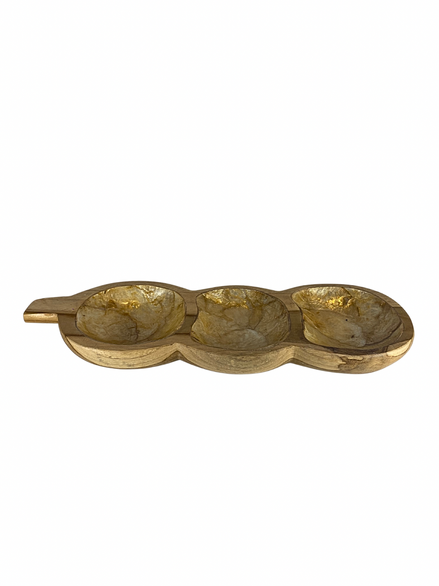 Shell tripple bowl wooden - 34cm