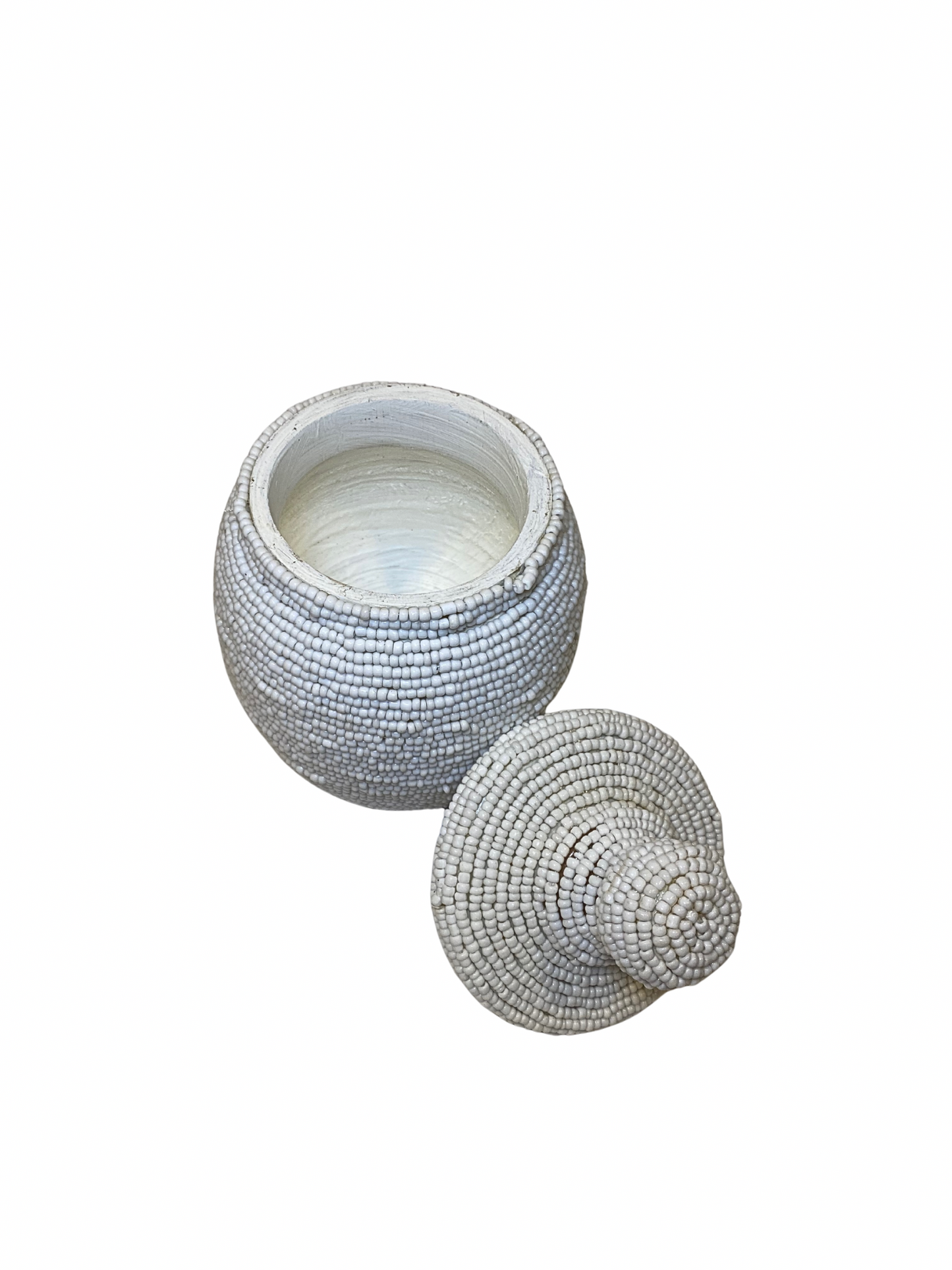 Jar bead white and brown