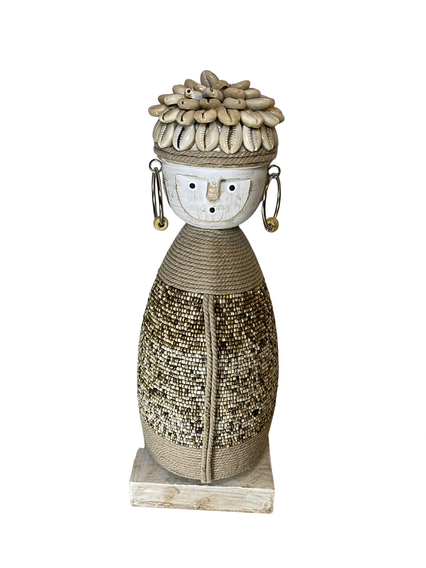 Statue wood beads black brown L - 35cm