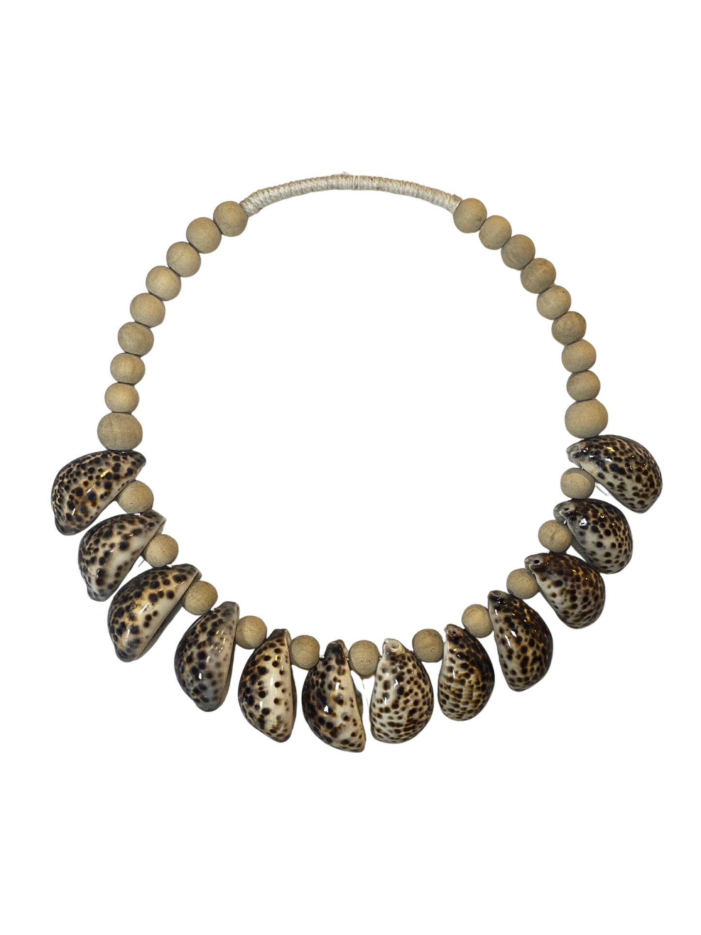 Necklace tiger beads white size L -35cm