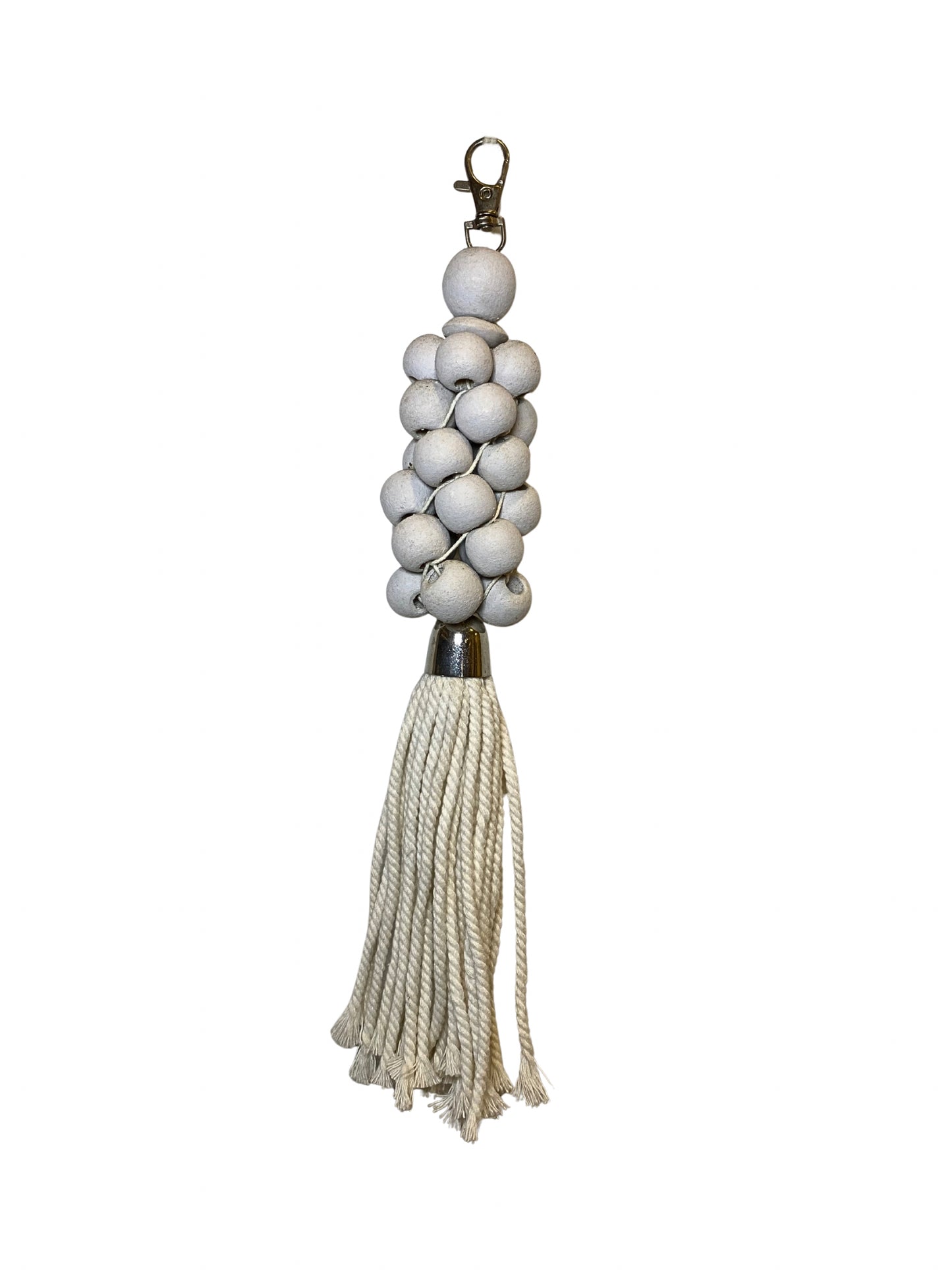 Keychain beads tassel white
