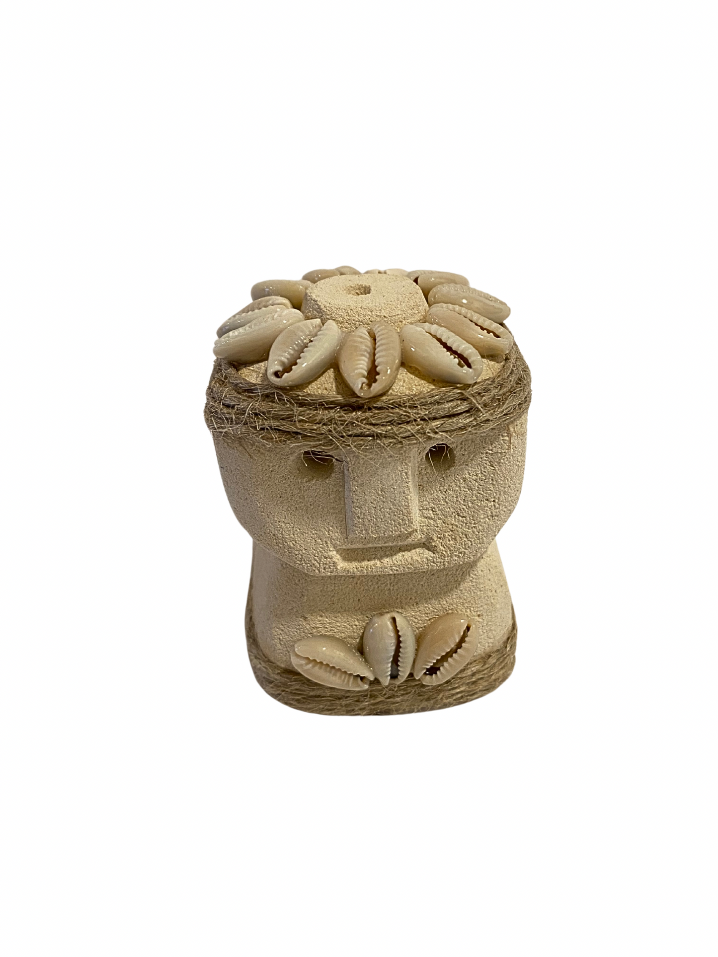 Hand Carved Tribal Statue - Stone Figure With Cowrie Shell from Bali