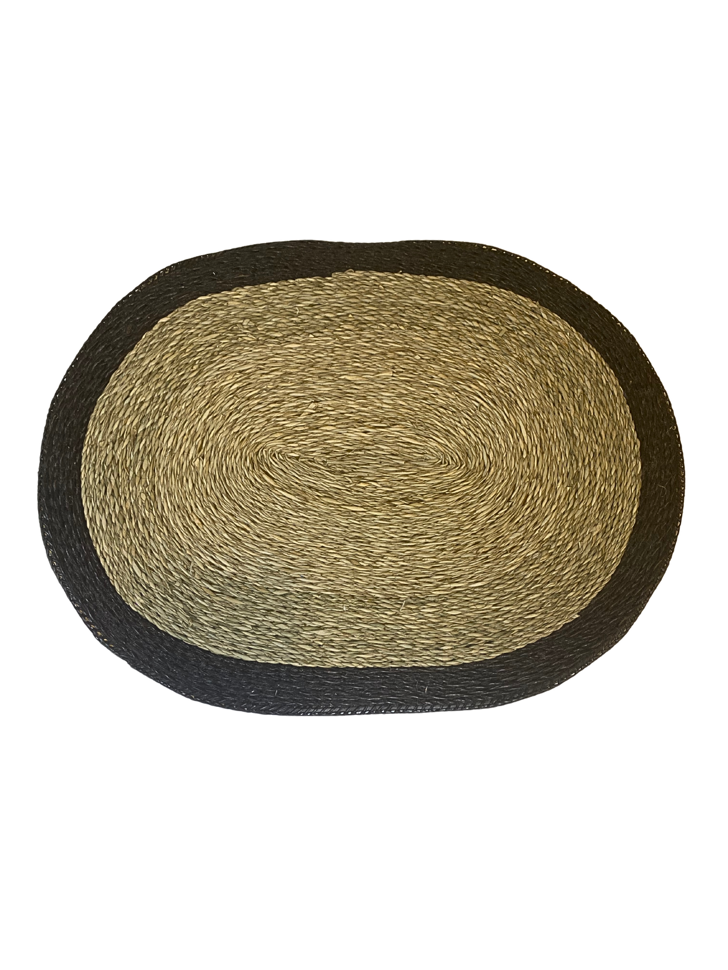 Placemats oval seagrass black beige