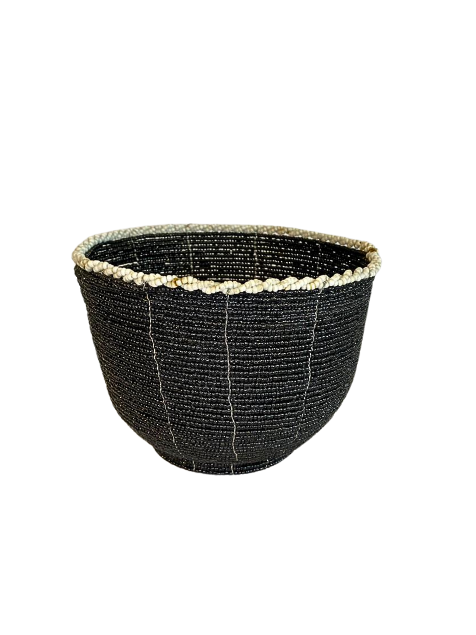 Beaded bowl black line white - 13cm