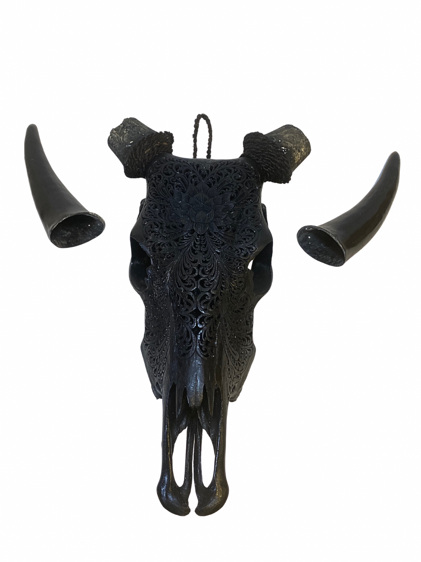 Wall decor real carved Buffalo black