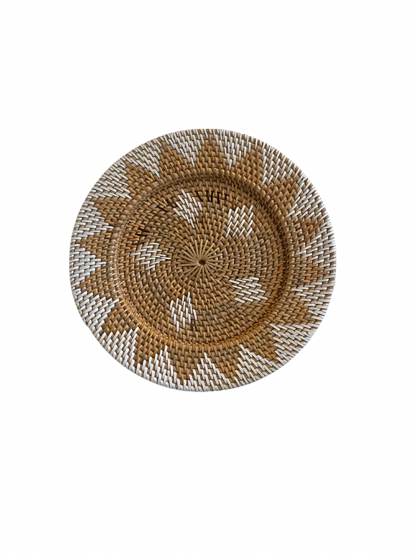 Rattan brown white round wall hanging