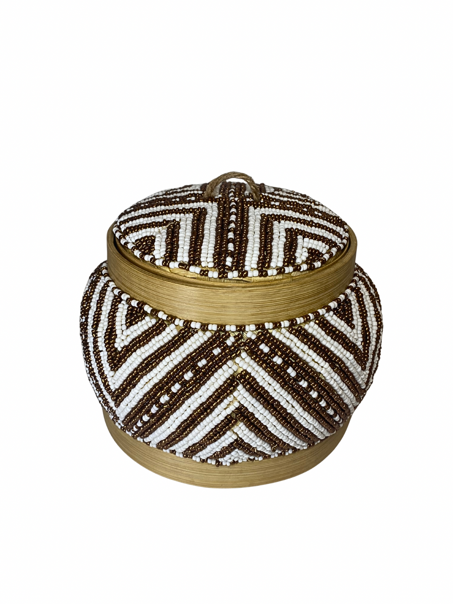 Beaded bamboo pot white redlight