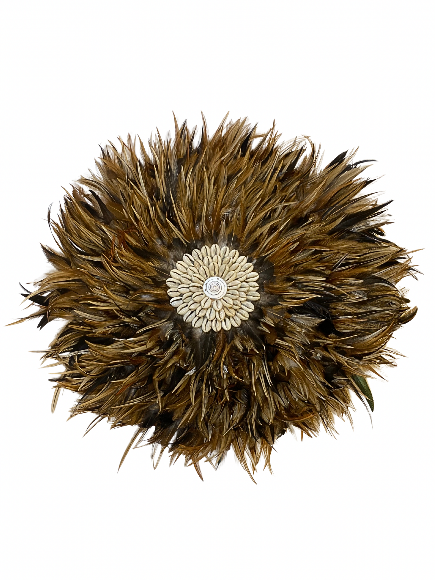 Wall hanger feather shell round brown black size M- 30cm
