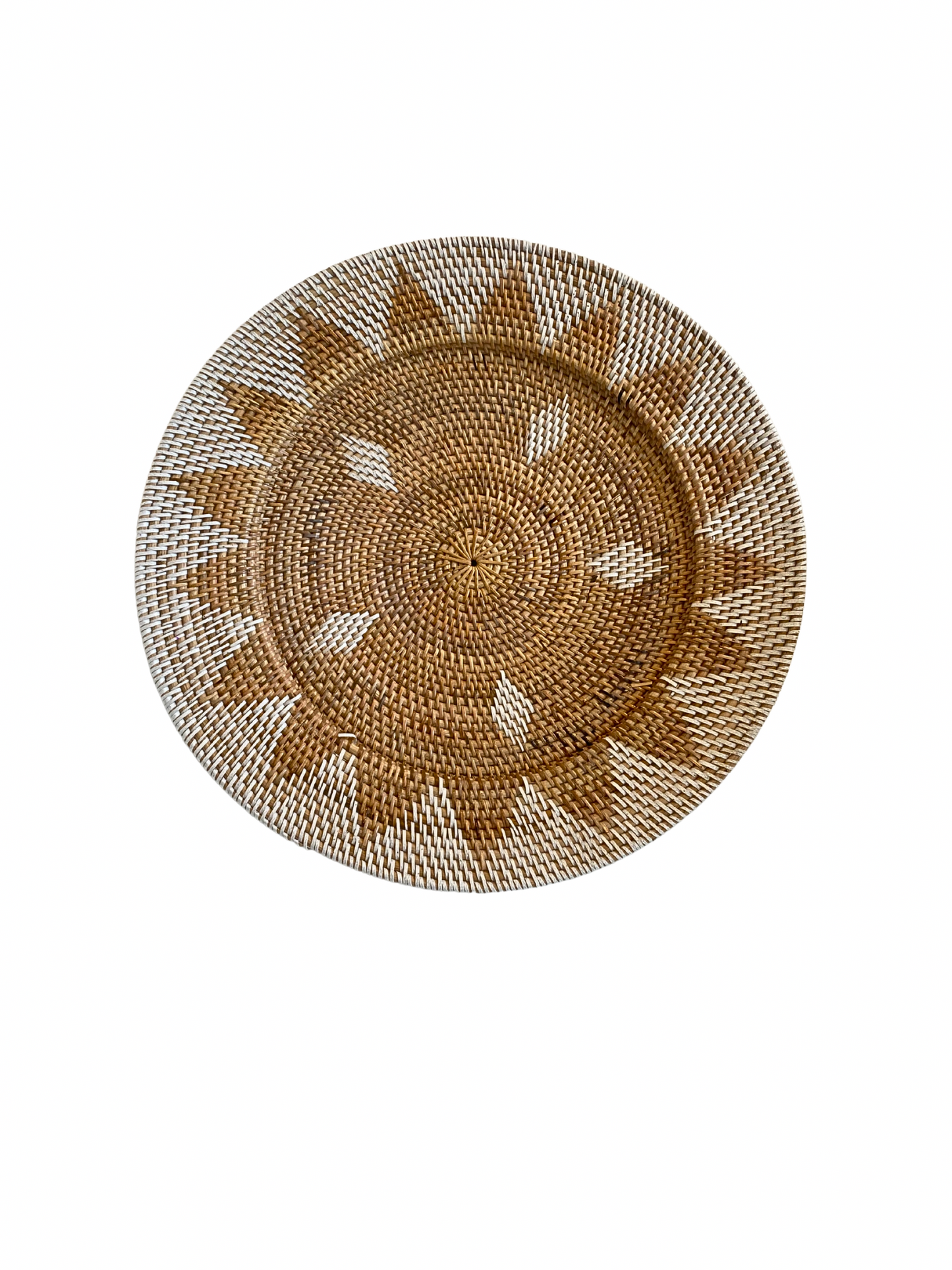 Rattan brown white round wall hanging