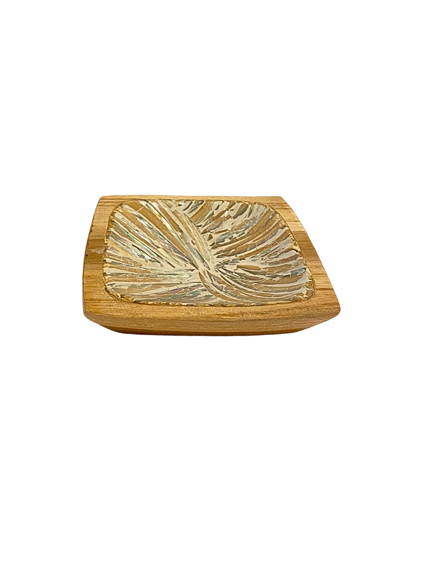 Shell plate square wooden - 10cm