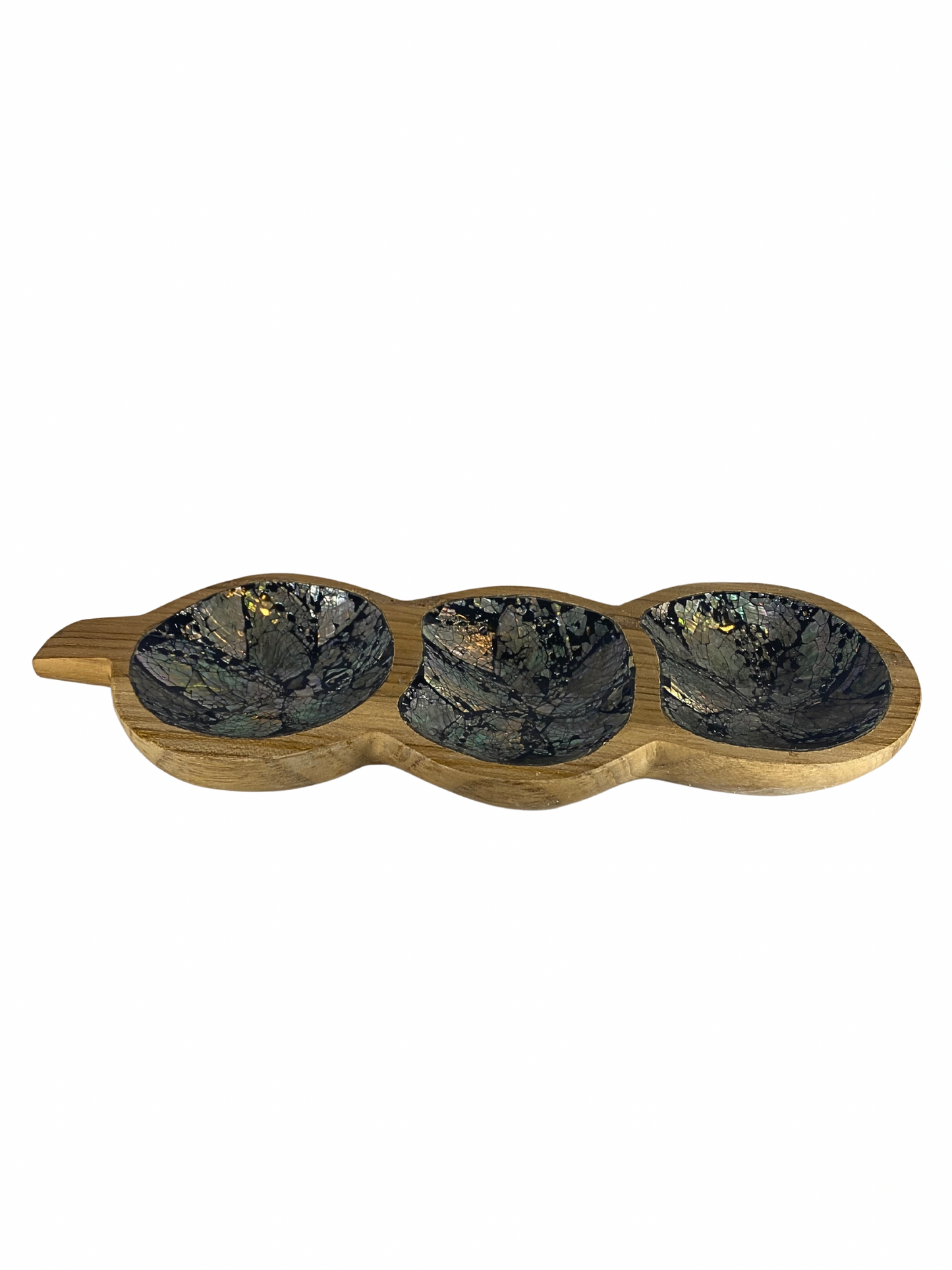 Shell tripple bowl wooden - 34cm