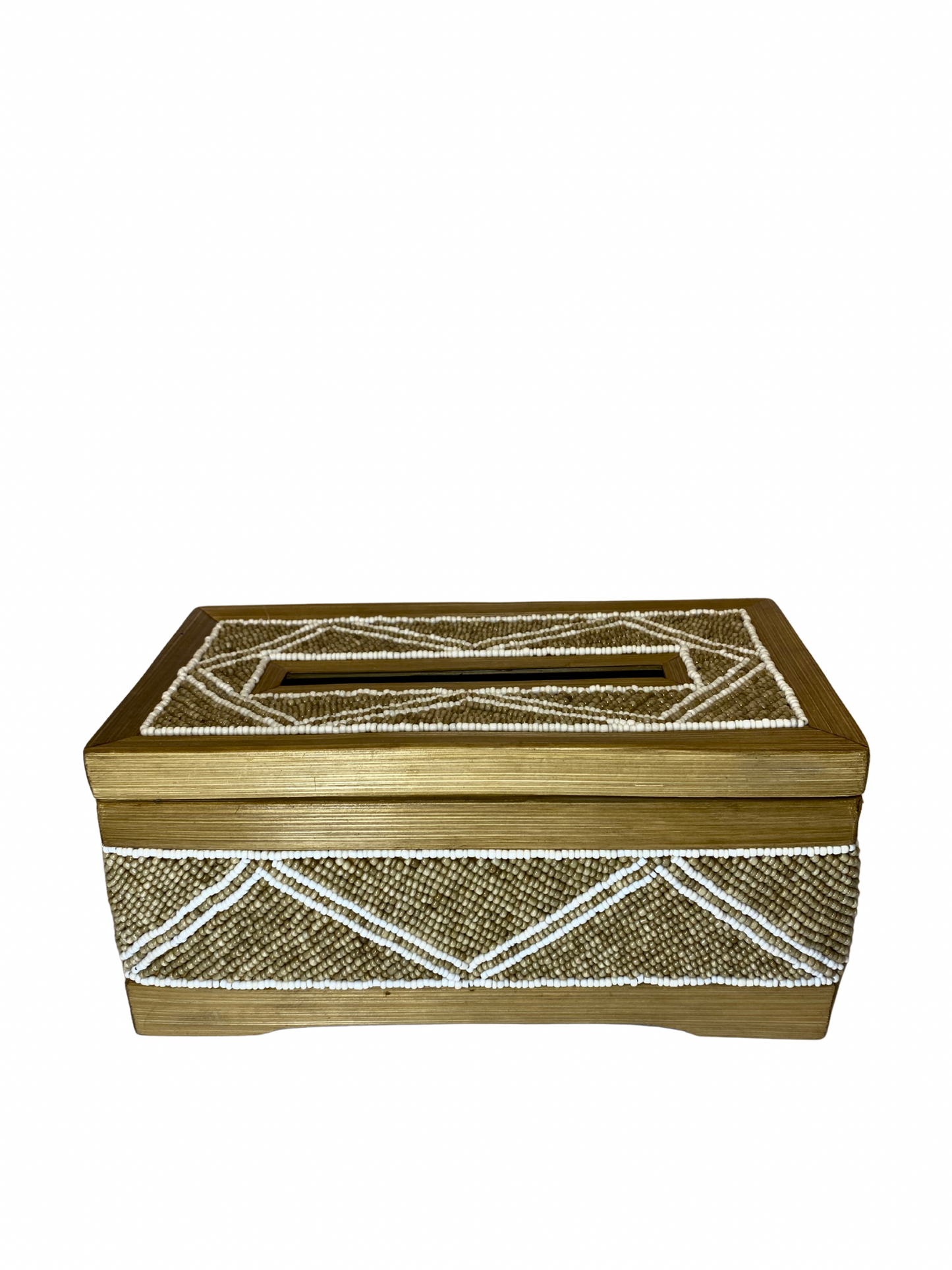 Box tisue beads brown white