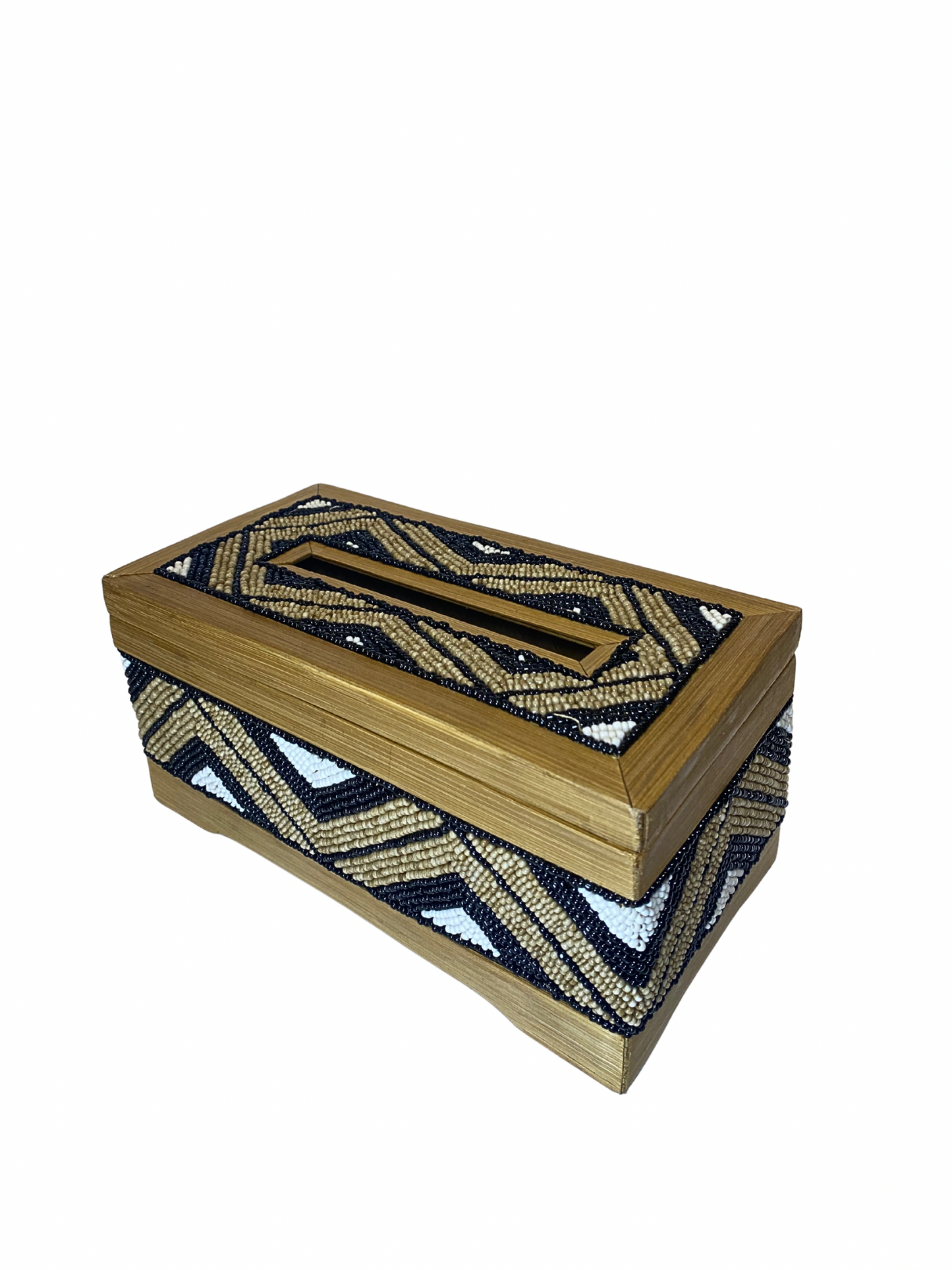 Box tisue beads brown white black