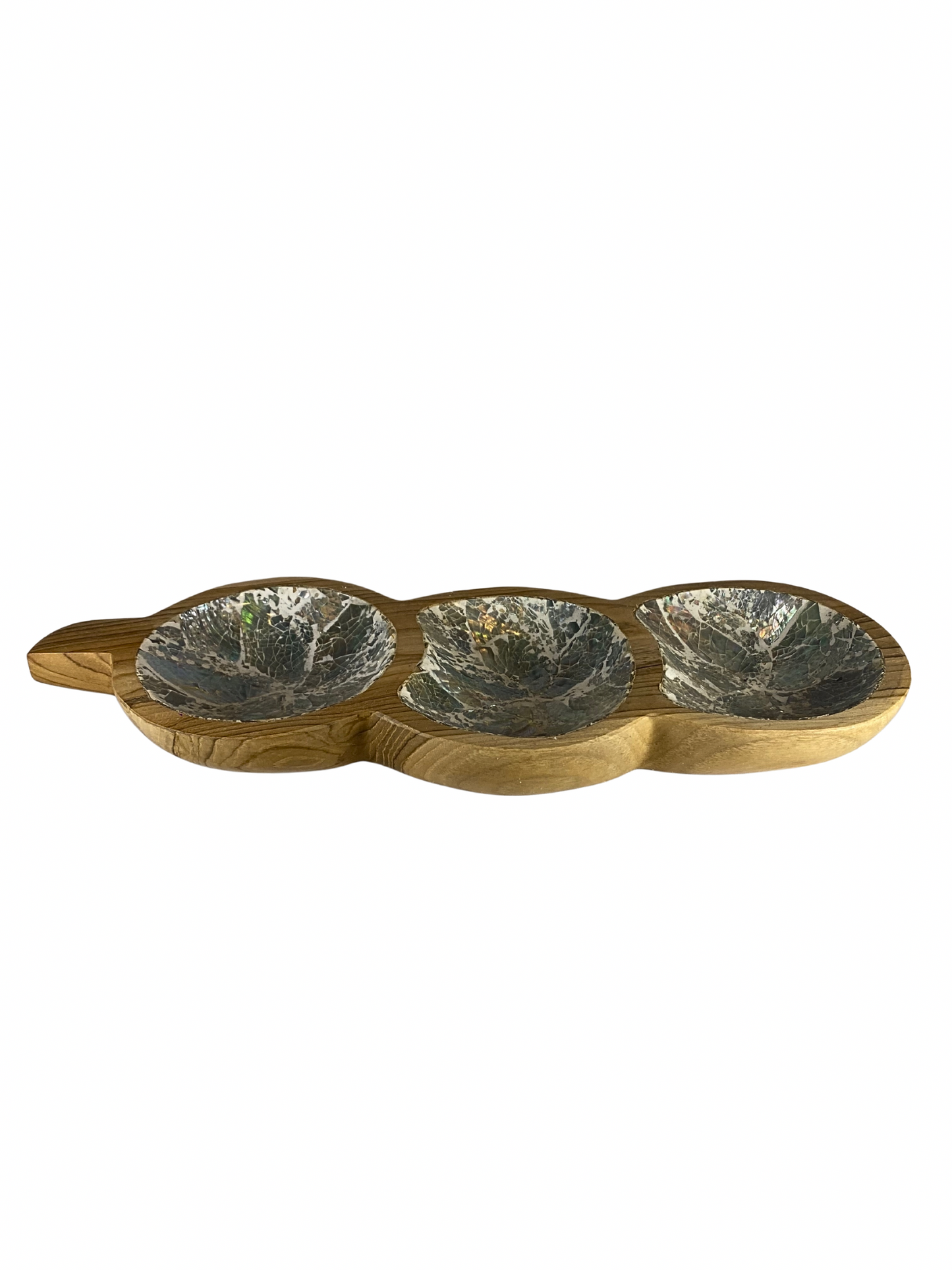 Shell tripple bowl wooden - 34cm
