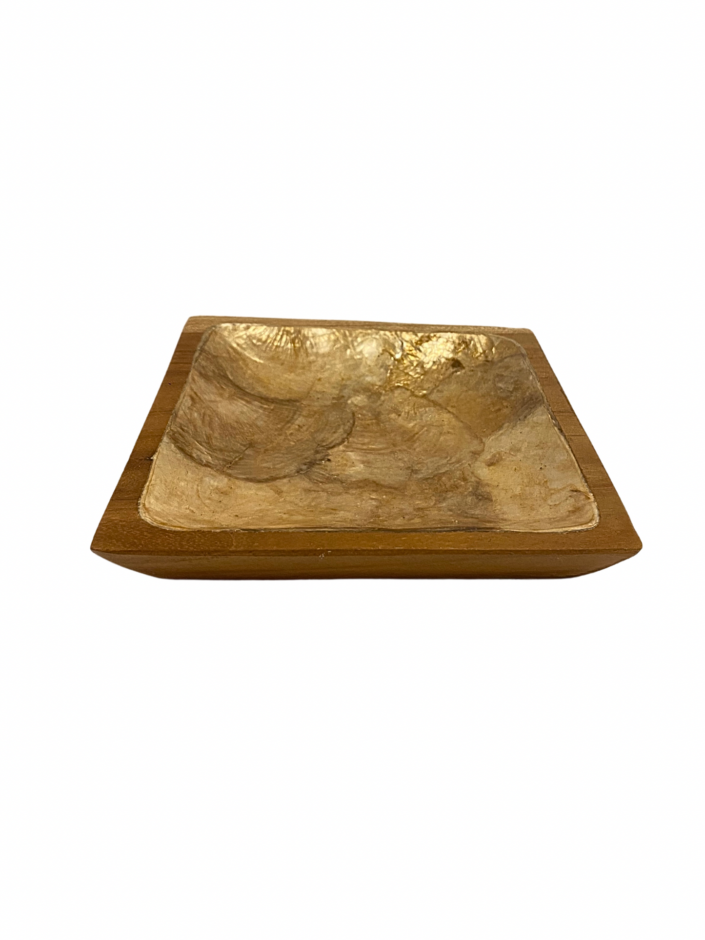Shell plate square wooden - 13cm