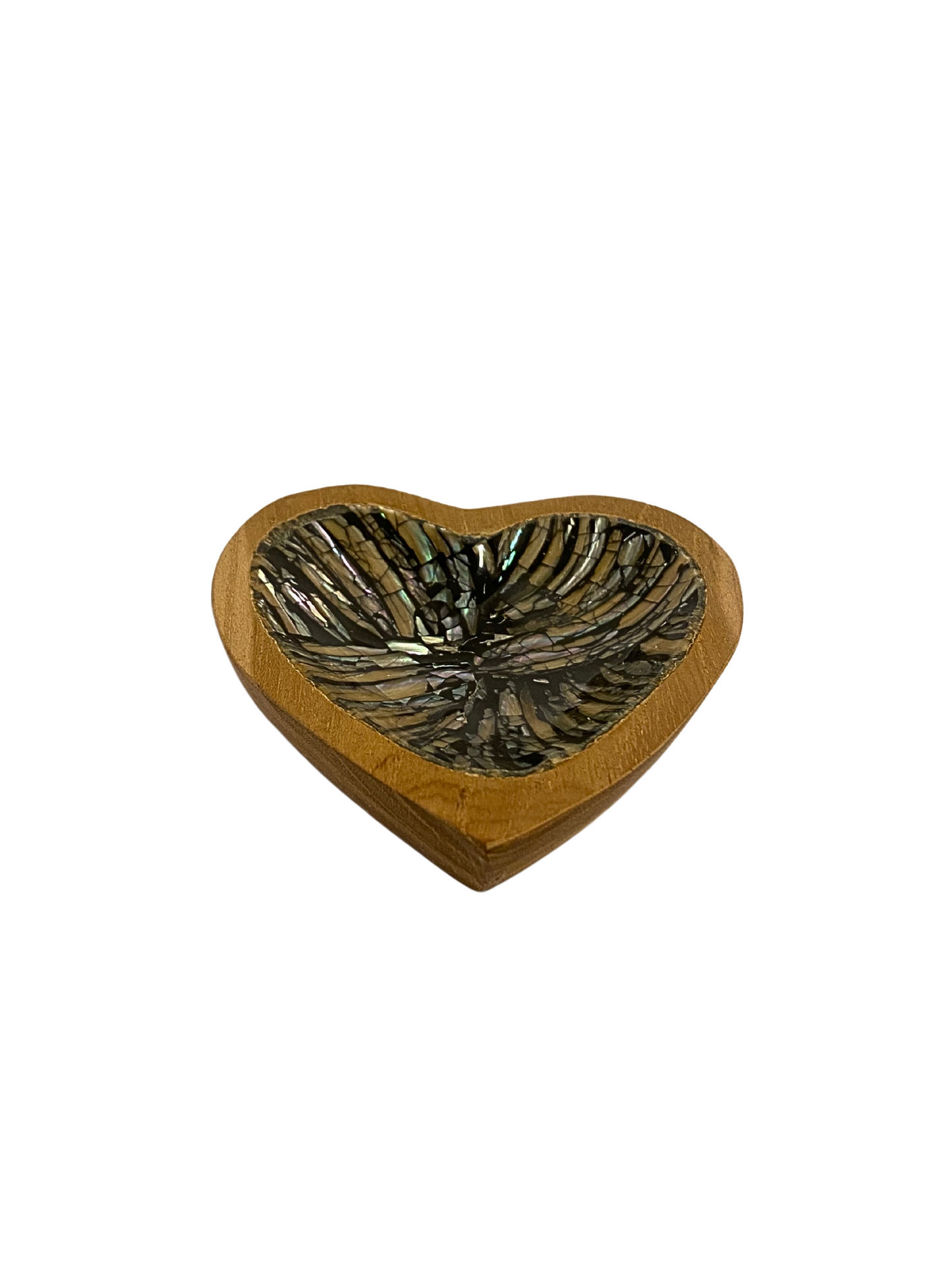 Shell plate heart wooden -11cm