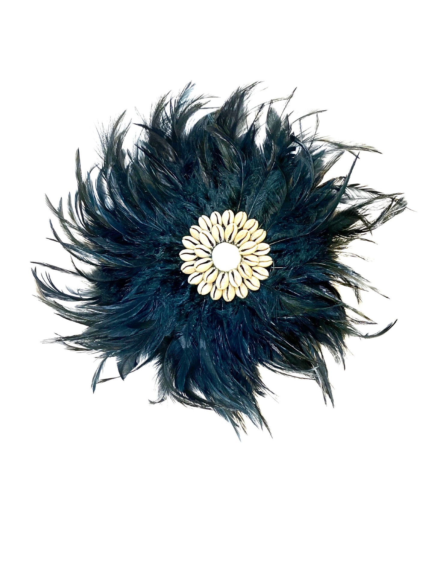wall hanger feather shell round dark blue size S - 20cm