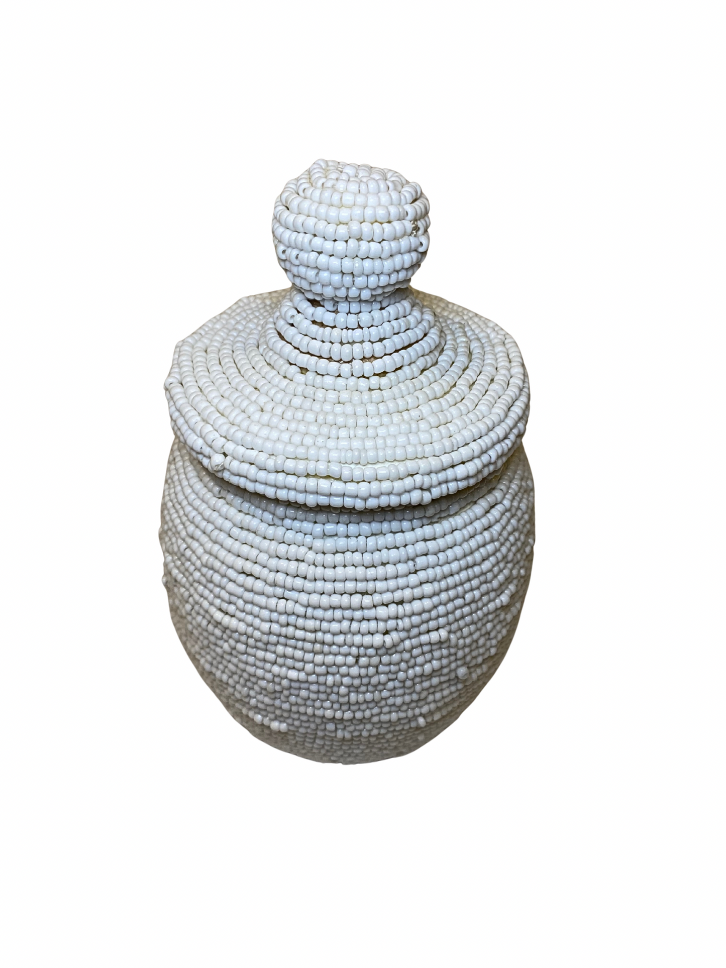 Jar bead white and brown