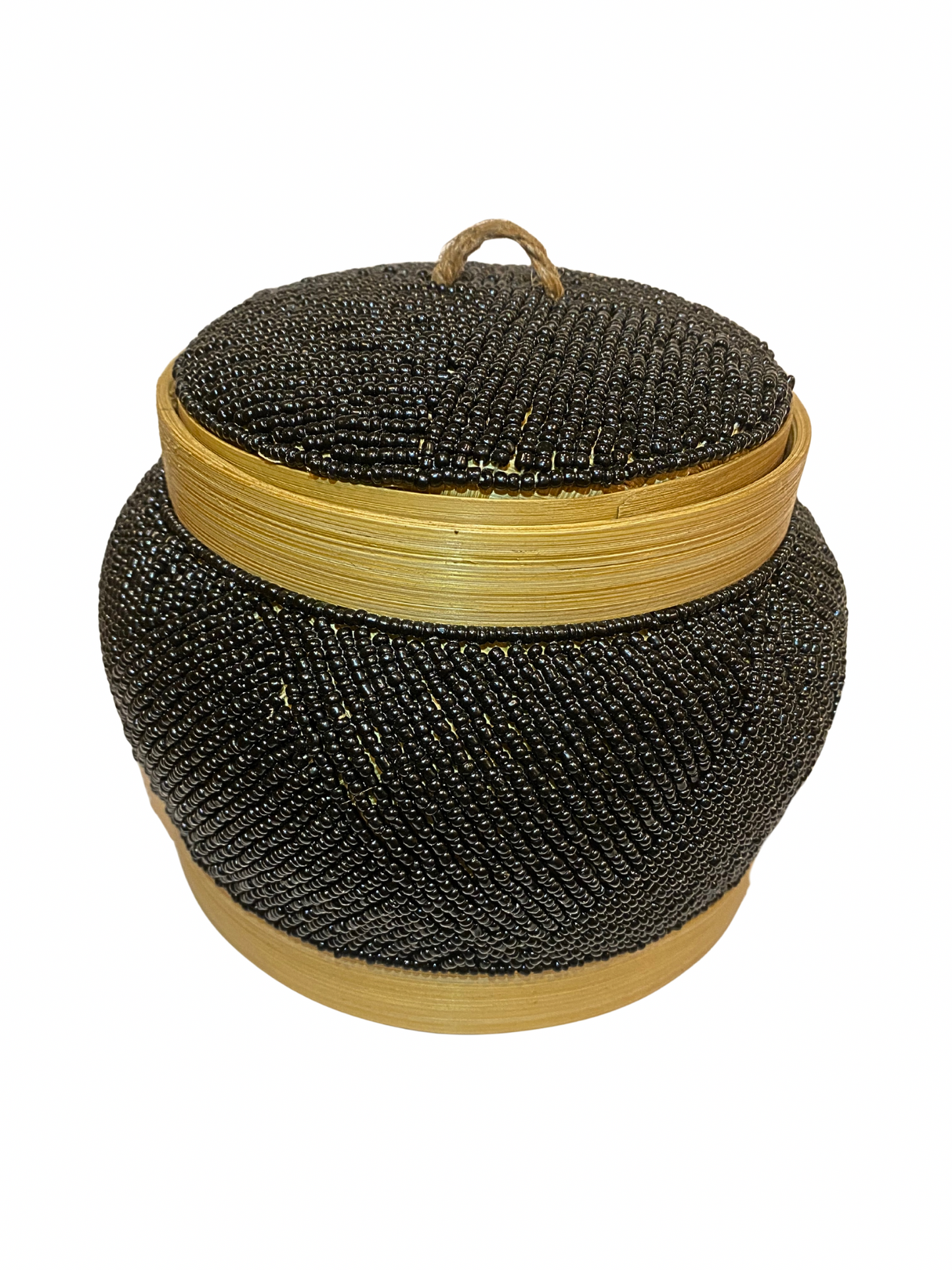 Beaded bamboo pot black