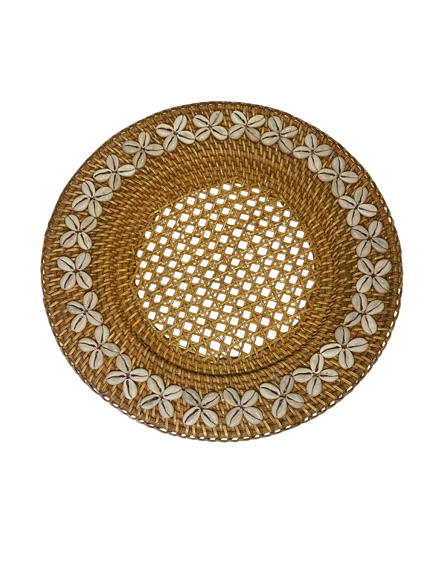 Rattan shell placemat brown