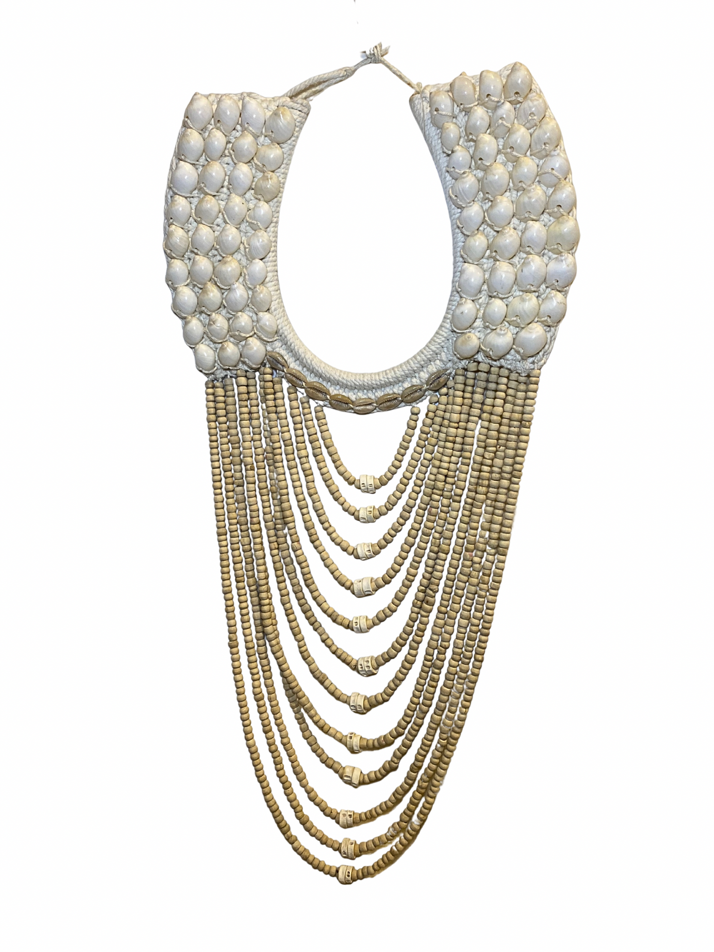 Wall hanger necklace shell beads natural colour - 60cm