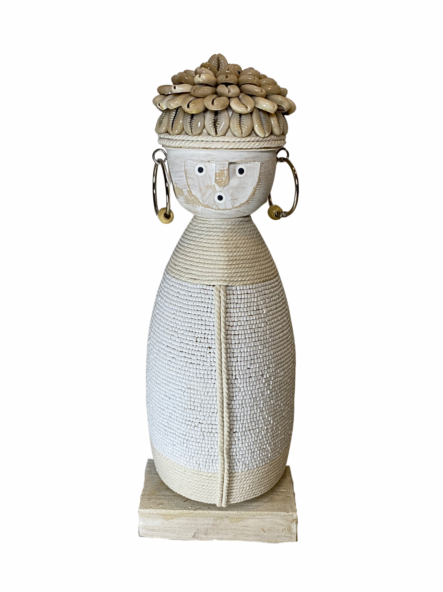 Statue wood beads white L - 35cm