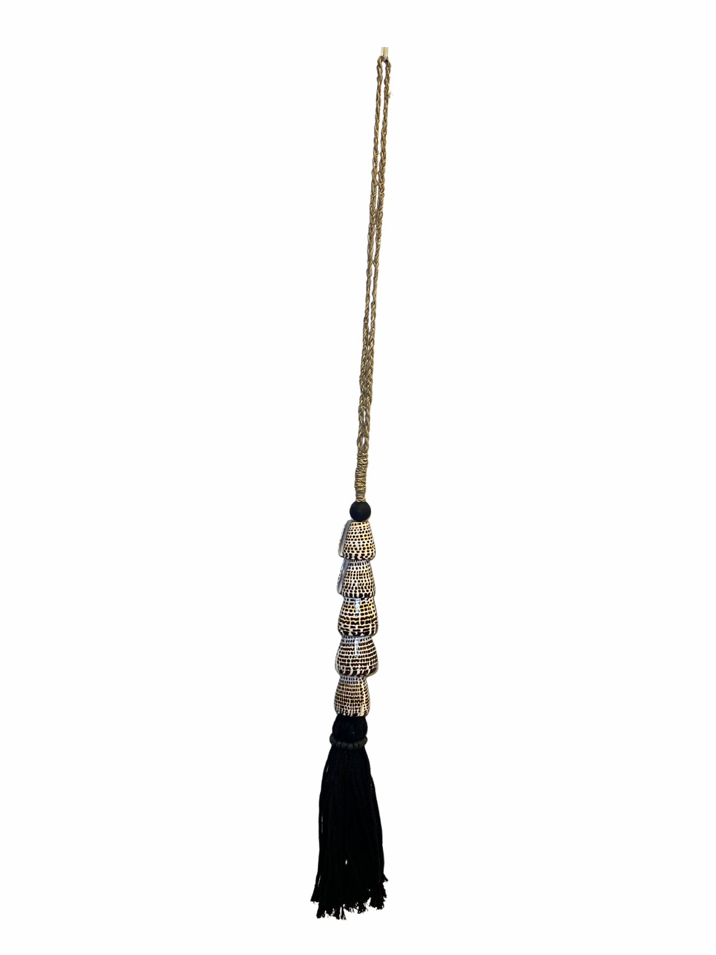 Wall hanger tiger shell tassel black