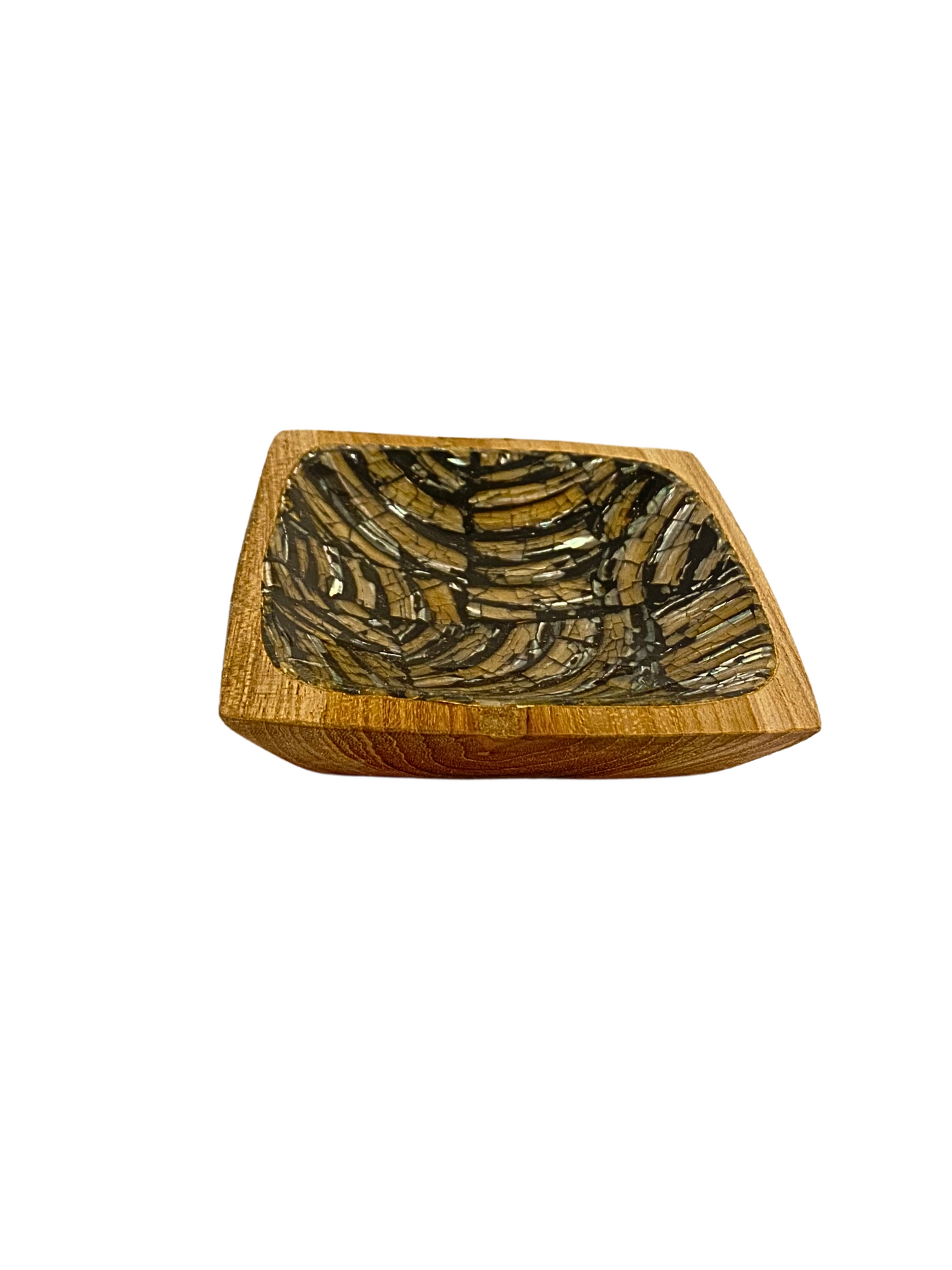 Shell plate square wooden - 10cm