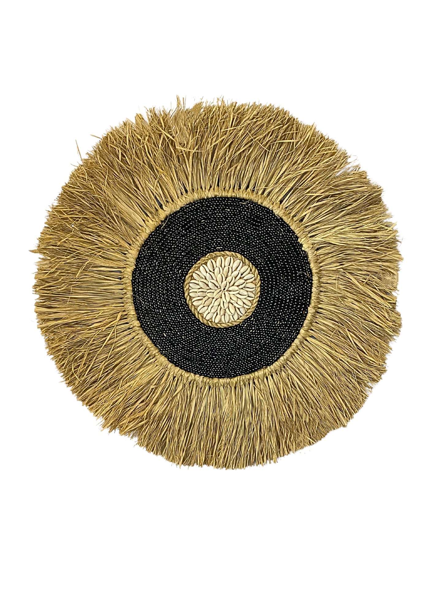 Wall decoration round raffle beads black - 40cm
