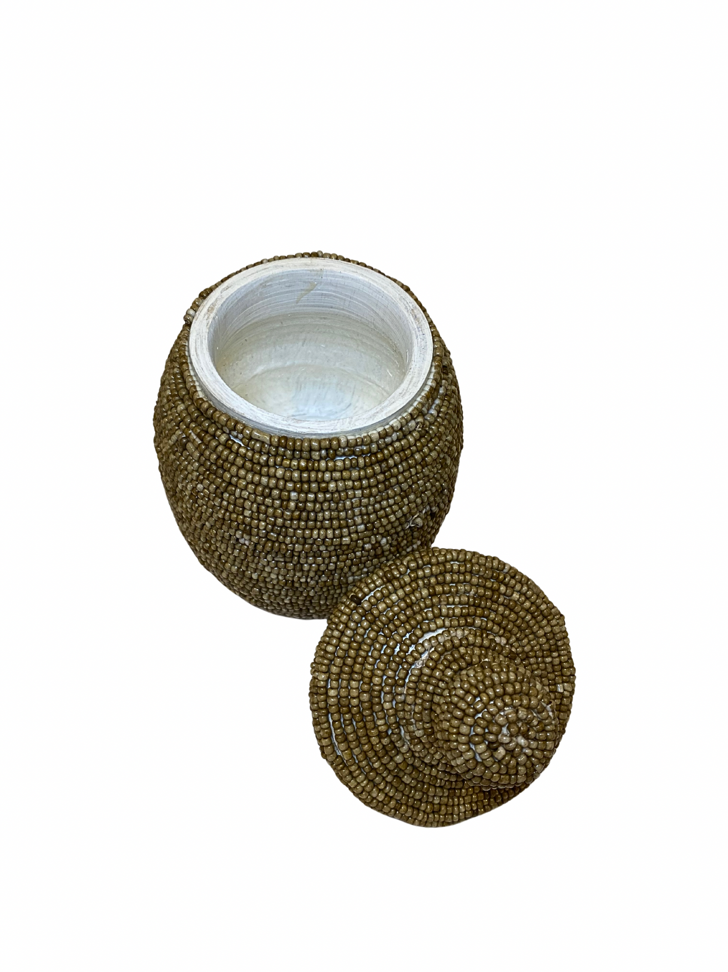 Jar bead white and brown
