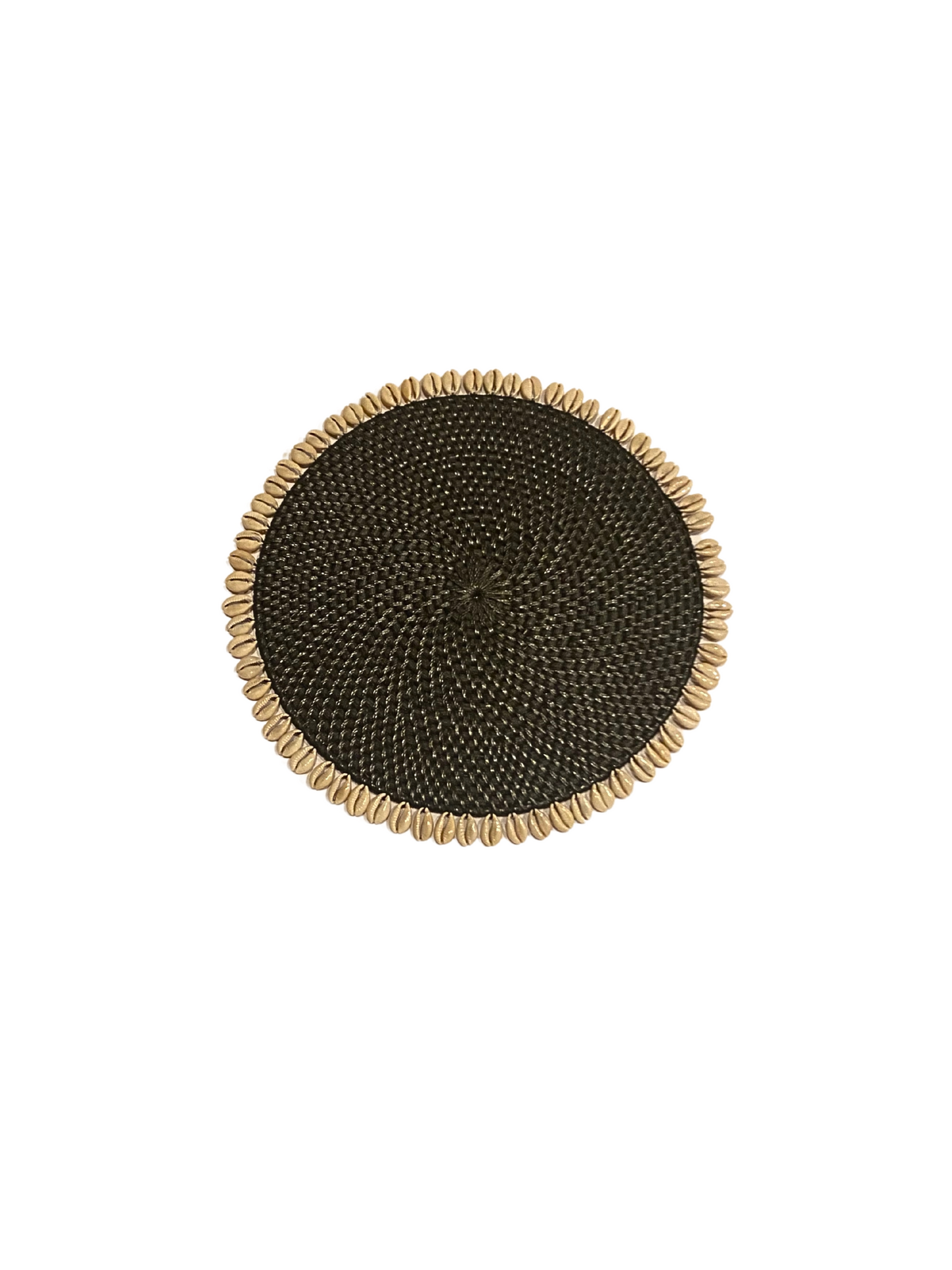 Rattan shell placemate black - 34cm