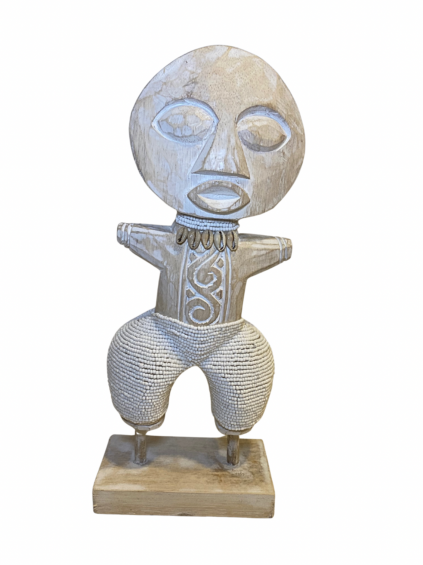 set Wooden Beaded Tribal Statues white size S,M,L