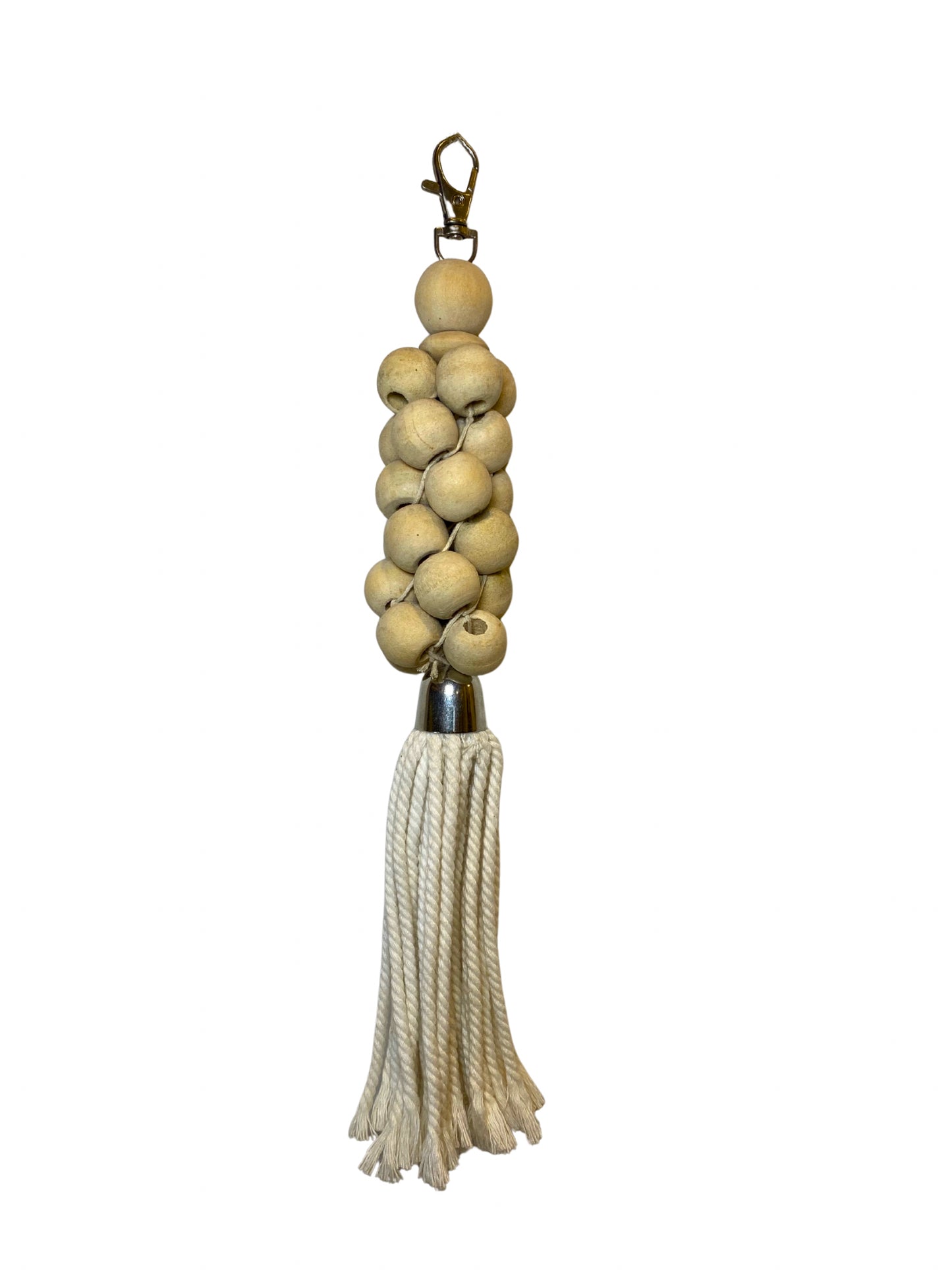 Keychain beads tassel light brown