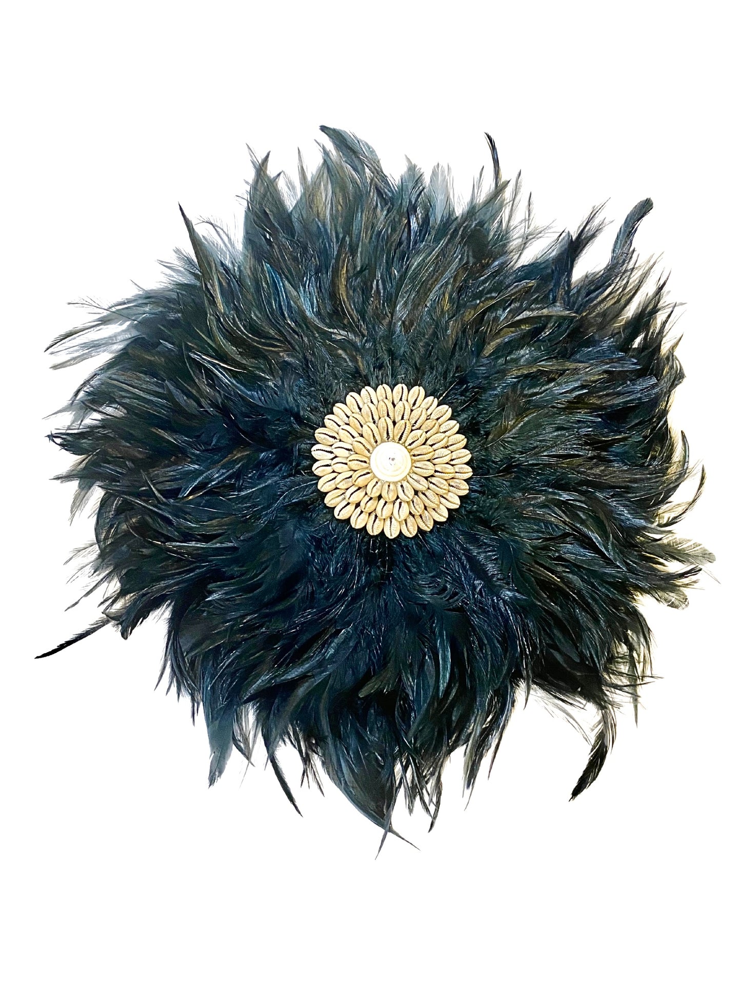 Wall hanger feather shell round dark blue size M