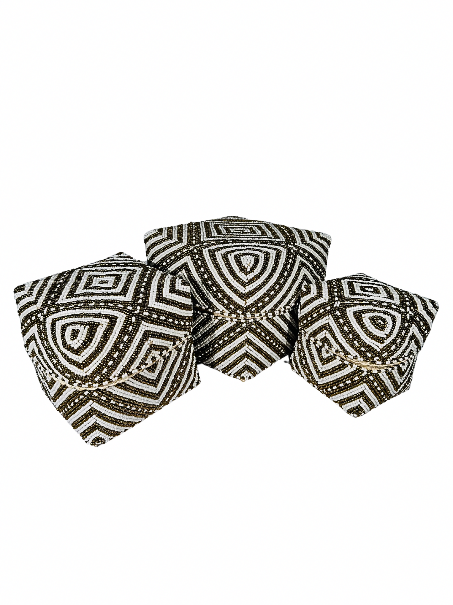 Set of 3 Beaded Boxes, Bali box white And Black