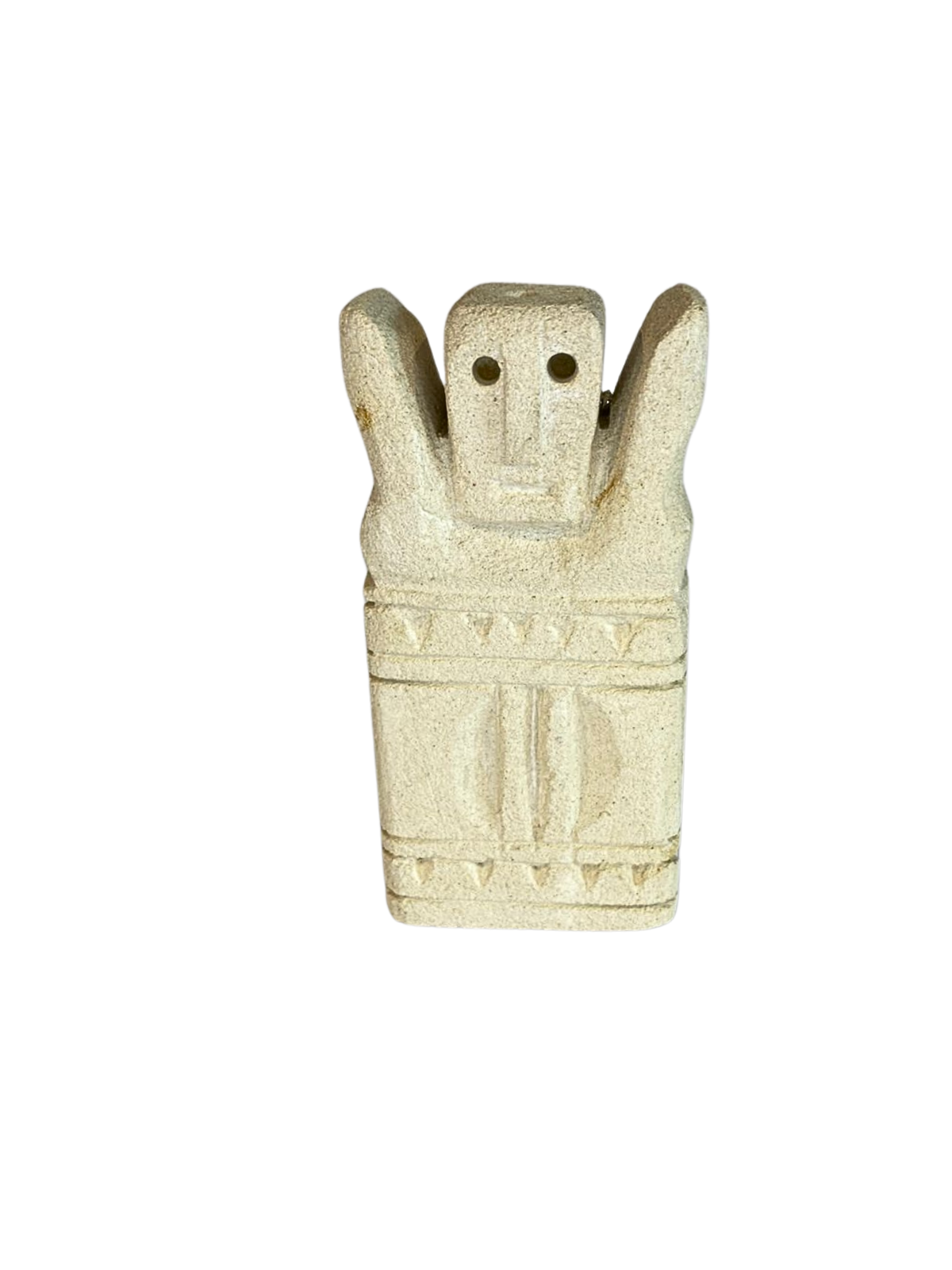 Hand Carved Tribal Statue - Stone Figure Black With Cowrie Shell from Bali