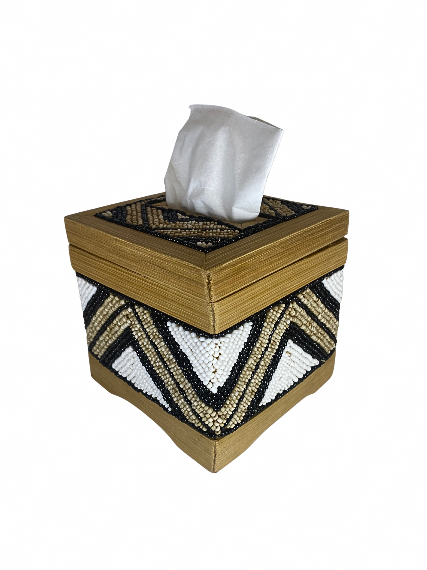 Box tisue beads white black brown