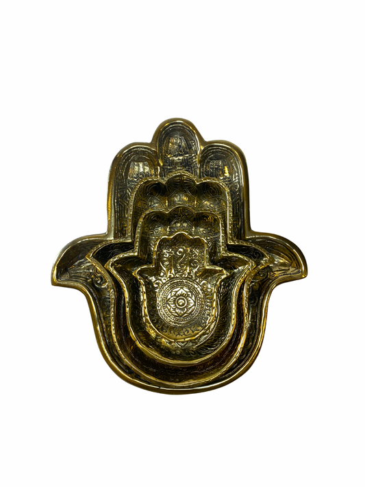 Set Brass Hamsa Hand Tray