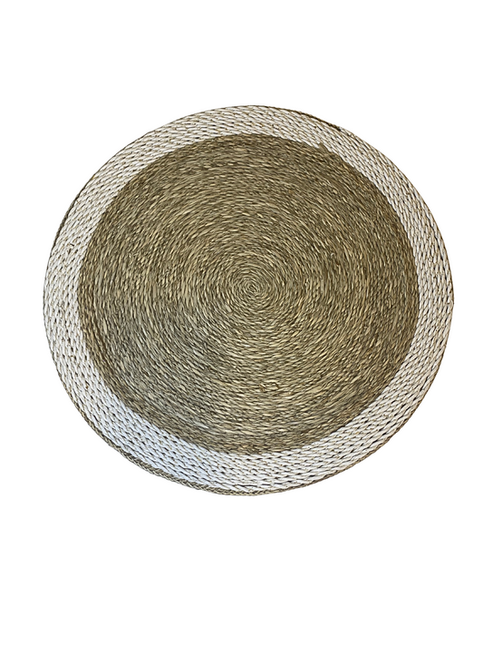 Placemat round seagrass white beige