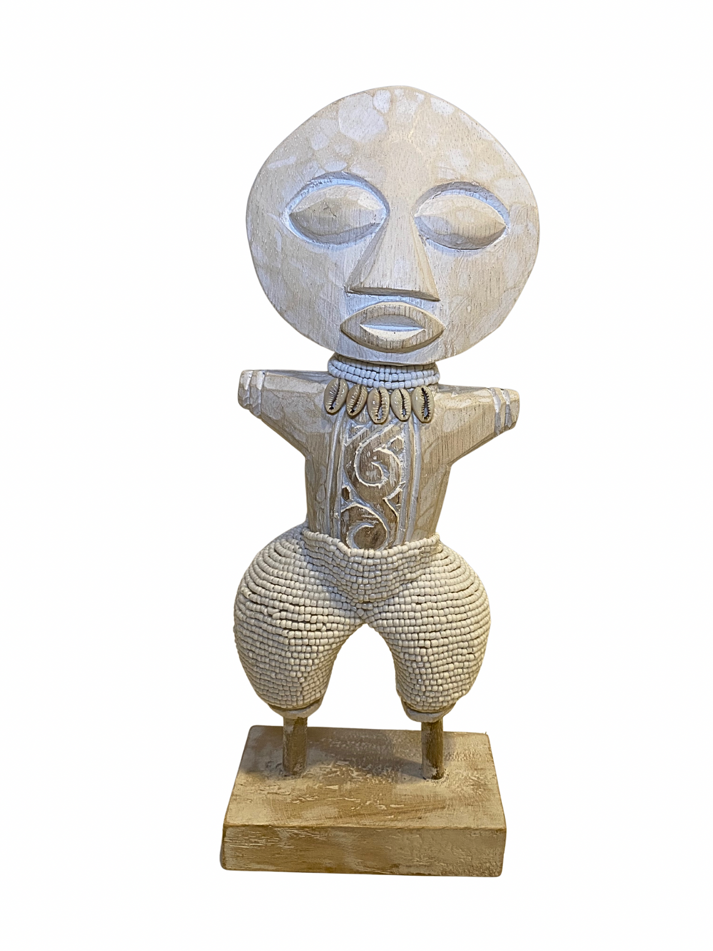 set Wooden Beaded Tribal Statues white size S,M,L