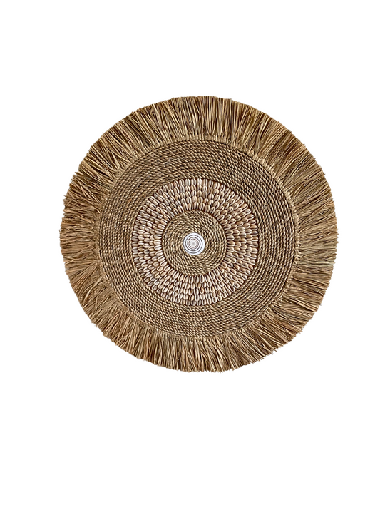 Wall decoration round raffle beads brown