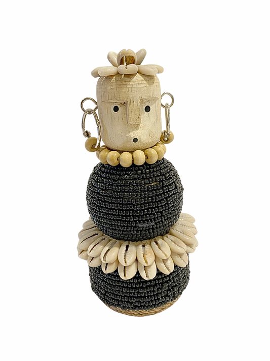 Hand Carved Tribal Statue - wood Figure With Cowrie Shell from Bali