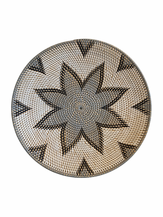 Rattan blue round wall hanging