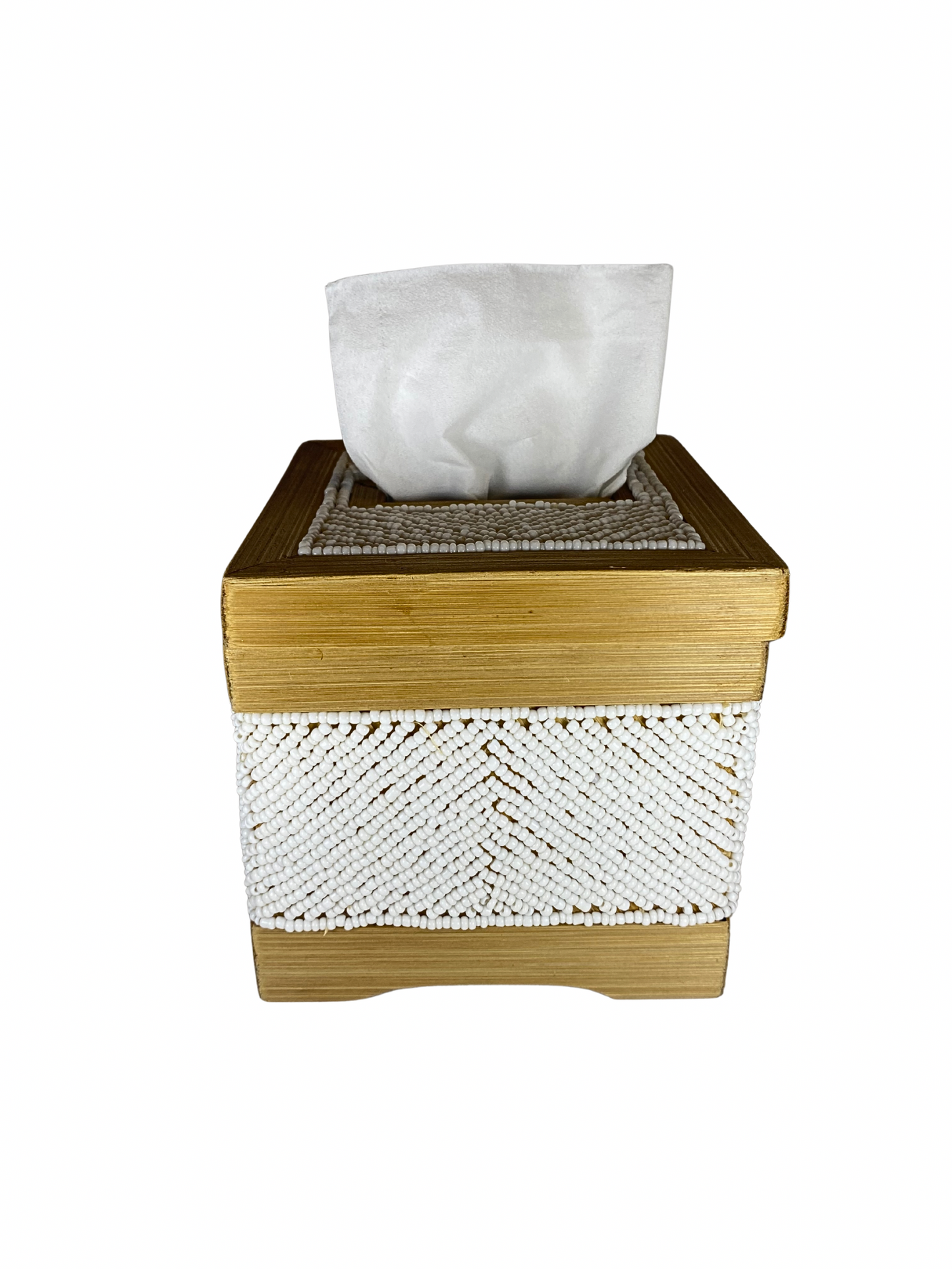 Box tisue beads white