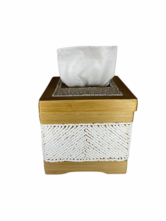 Box tisue beads white