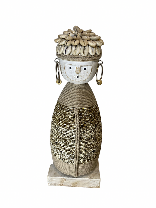 Statue wood beads black brown L