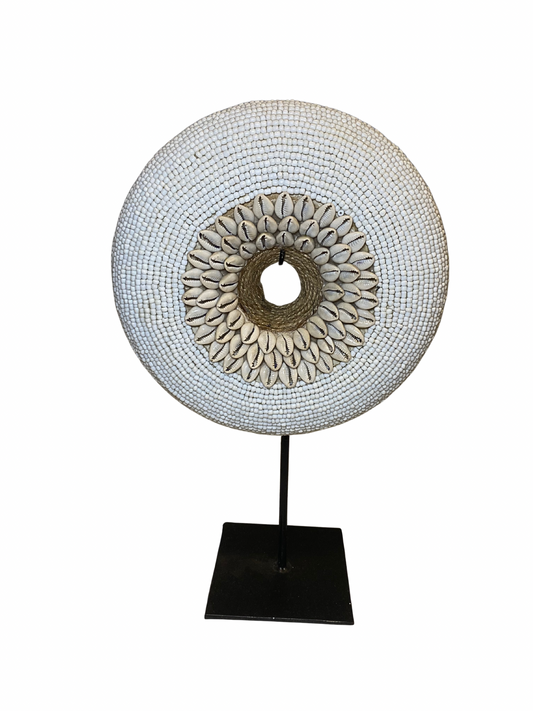 Beads white shell donut on stand