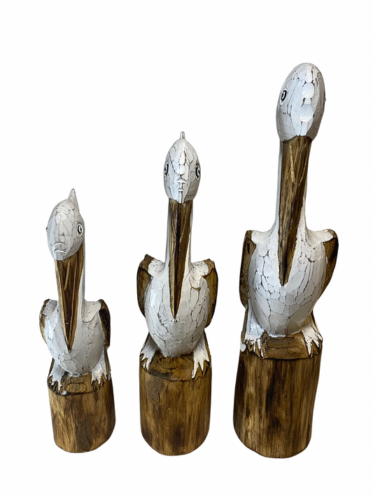 Wooden Pelican statue size S,M,L